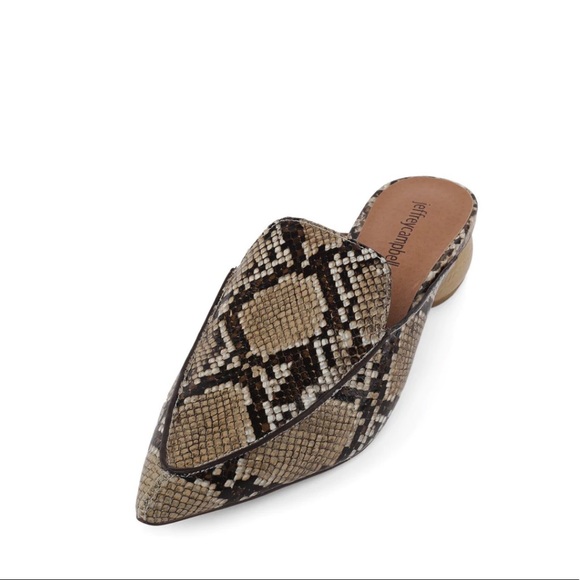 Jeffrey Campbell Snakeskin Leather Vionit Slide Rounded Heel Loafer Mule Shoe - Picture 2 of 6